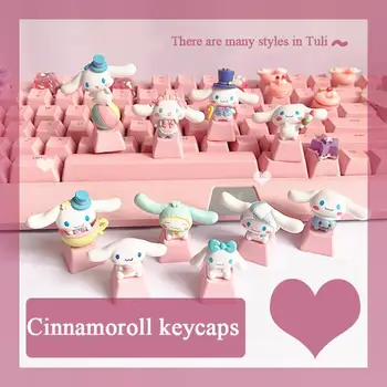 Колпачки Для ключей Механической клавиатуры Sanrio Cinnamoroll Purin Pochacco Kawaii PBT Key Cap Персонализированные Пользовательские Колпачки Для ключей DIY Girls 3D Gamers