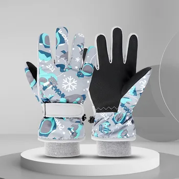 От 4 до 13 лет Лыжные перчатки для детей Водонепроницаемые зимние Теплые перчатки с сенсорным экраном Для мальчиков Катание на сноуборде По Снегу Ветрозащитные перчатки