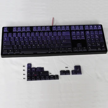 Фиолетовые Колпачки для клавиш Color Gradient PBT Dye-sub для переключателей Cherry MX Подходят для механических Клавиатур 61 63 64 67 68 84 87 96 108 и т. Д.