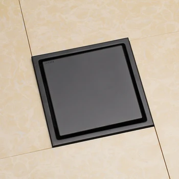 Популярный Черный Квадратный Слив для душа в полу с Плиточной Вставкой, Решетка 6 дюймов 150 * 150 мм, Универсальная, Невидимая на вид или Плоская Крышка