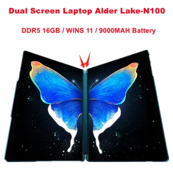 SZBOX DS135D Портативный ноутбук с двойным экраном Alder Lake-N100 Windows 11 16G DDR5 3200 МГц ПК и стол 2 в 1