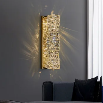 Современный Золотой Хромированный Роскошный Хрустальный настенный светильник на заднем плане Настенное бра Светодиодная лампа для гостиной спальни Лампа Nordic Indoor Lighting