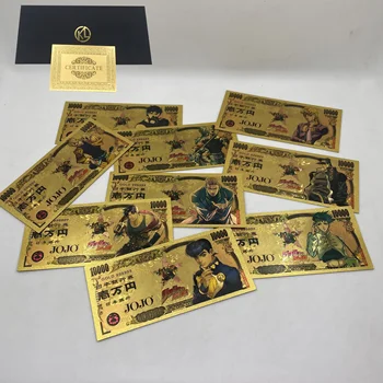 9 Дизайнов Золотых Банкнот JoJo-S-Bizarre-Adventure Аниме Японская Манга Монеты с Золотым покрытием в 1000 Иен