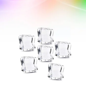 кубик Квадратной формы 20 мм, стеклянные кубики льда с блеском, Поддельные Искусственные Акриловые Кубики льда, Кристально Чистый реквизит для фотосъемки, Кухня