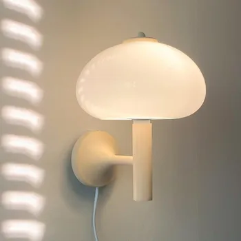 Светодиодные настенные светильники в скандинавском ретро стиле, стеклянная лампа кремового цвета, простой современный декор для дома, Прикроватная тумбочка в спальне, настенные светильники в гостиной, лампа для чтения