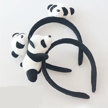 Серия Panda Пушистая плюшевая лента для волос в виде панды, брошь-заколка в виде куклы-медведя Для девочек и мальчиков, пальто для пары, головной убор