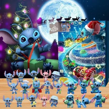 Disney Mickey Minnie Blind Box Рождественский Адвент-Календарь для Детей Stitch Juguetes Игрушки-Сюрпризы для Детей 2024 Новогодние Подарки