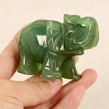 Зеленый авантюрин, нефритовый камень, Счастливый слон, статуэтка Фэн-шуй, украшение для офиса, камни для исцеления чакры, декор статуи