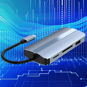 8 в 1 Многопортовый Адаптер 5 Гбит/с USB C Разветвитель Док-станции USB 3,0/2,0 1080P VGA 4K HDMI-Совместимый Порт SD/TF Слоты для Ноутбука