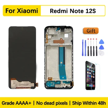 6,43 “AMOLED для Xiaomi Redmi Note 12S ЖК-экран 2303CRA44A в сборе с передней панелью С инструментом для ремонта и закаленной пленкой