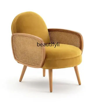 Сочетание кресел и диванов из ротанга в скандинавском стиле, Креативный японский стиль, гостиная, Балкон, кресло для отдыха, кресло с откидной спинкой, B & B