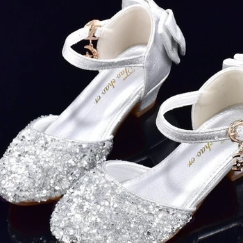 Обувь на высоком каблуке для девочек, кожаная обувь для выступлений маленькой принцессы, детские модельные туфли, хрустальные туфли, обувь Мэри Джейн, Zapatos Niña 신발