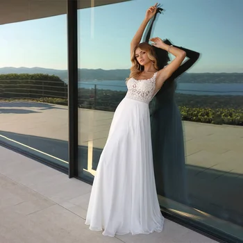 Свадебное платье с вырезом в виде сердечка с шифоновой юбкой И кружевным поясом на молнии сзади Длиной до пола Свадебное платье