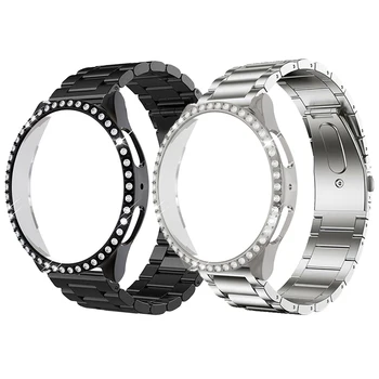 Ремешок для Samsung Galaxy Watch 6 5 4 40 мм 44 мм чехол Алмазный протектор Galaxy Watch 6 40 мм 44 мм Металлический браслет из нержавеющей стали в виде ракушки