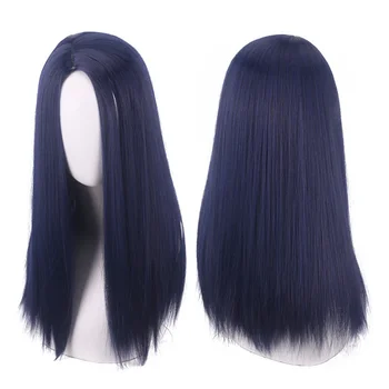 Парик для косплея Arcane Caitlyn Аниме, темно-синие Длинные прямые термостойкие синтетические волосы, Парики 