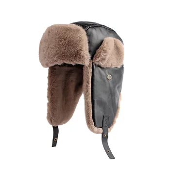 Зимние универсальные шапки-бомберы из искусственной кожи, женские мужские утолщенные плюшевые шапки с ушным клапаном, Ветрозащитная шапка для езды на велосипеде, защищающая от холода