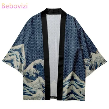 Рубашка с принтом облаков и океанских волн, одежда для традиционного костюма хаори, кимоно для косплея, женская, мужская, Японская, Азиатская уличная одежда, кардиган, Юката