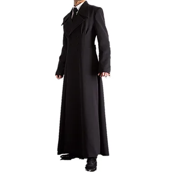 Красивое мужское черное пальто, двубортный мужской блейзер, приталенный длинный тренч, пальто для деловых вечеринок, сшитое на заказ, Только один предмет
