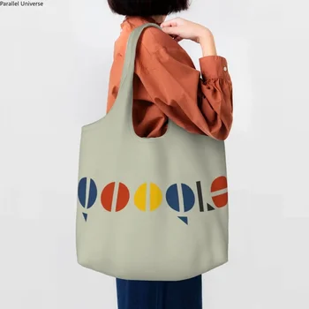 Геометрическая линия цветного блока Bauhaus, современные сумки для покупок продуктов, холщовая сумка для покупок через плечо, портативная сумка большой емкости