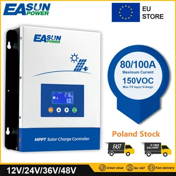 Easun Power MPPT Контроллер Солнечного Зарядного Устройства 80A 12V 24V 36V 48V Аккумулятор 150V Solar IP21 Поддержка Li и RJ485 БЕЗ НДС На складе в ЕС
