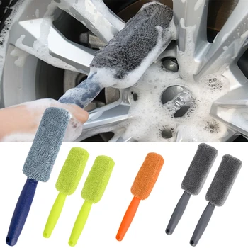 Щетка для обода колеса из микрофибры для мытья колес автомобиля с пластиковой ручкой Инструменты для автоматической мойки