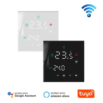 Умный термостат Tuya WiFi Белый или черный для воды Электрический напольный газовый котел отопления Работает с Google Home Alexa