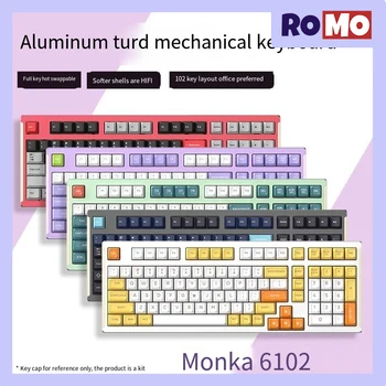 Комплект игровой механической клавиатуры Monka 6102 102key Single Mode Gasket Клавиатура с горячей Заменой RGB PBT N-key Rollover Office Keyboard Kit