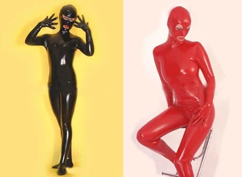 Новинка! 2016 Сексуальный женский Черно-красный фетиш-костюм из блестящего металлического материала, костюм для всего тела, комбинезон, сексуальный комбинезон