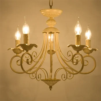 Классическая Европейская люстра из кованого железа, Ретро-лампа, креативный бар, люстра для гостиной, черно-бежевый Металлический Винтажный светильник