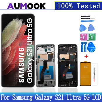 100% Новый OLED-Дисплей Для Samsung Galaxy S21 Ultra 5G LCD С Сенсорным Экраном и Цифровым Преобразователем В Сборе Для Samsung S21 Ultra S21U Display