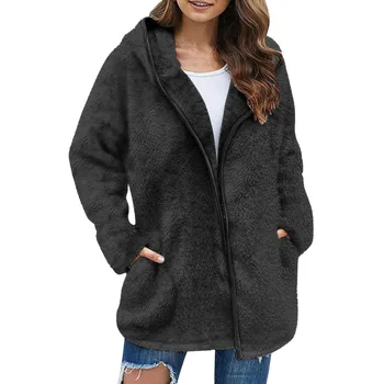 2023 Зимнее новое пальто из искусственного меха, куртка для женщин, теплый кардиган, пальто, женская одежда, флисовые пальто с длинным рукавом и капюшоном, Chaquetas