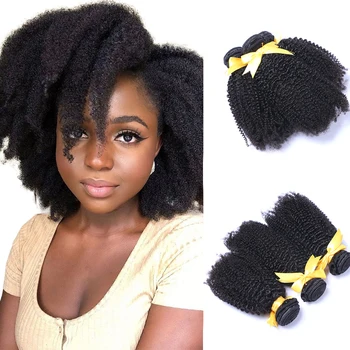 Монгольские натуральные Афро Кудрявые пучки для черных женщин, Плетение из 100% человеческих волос для наращивания 4B 4C Remy Hair Riya