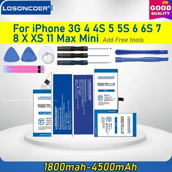 100% Оригинальный Аккумулятор LOSONCOER 4500 мАч Для iPhone 3G 3GS 4 4S 5 5S 5C SE 2020 6 6S Plus 7 8 Plus X XS Max XR 11 Pro Max Battery