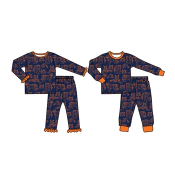 Бутик пижамы с тиграми и слонами, осенние пижамы для девочек, Пижамные комплекты для мальчиков