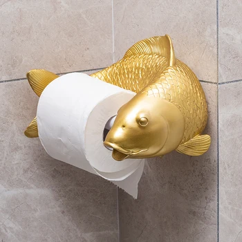 Статуя Кои Рыбное ремесло Держатель туалетной бумаги Вешалка для полотенец Настенная Вешалка для туалетной бумаги для ванной комнаты Без перфорации