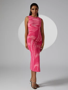 2024 новая мода розовое без рукавов сексуальные высокие выпускные платья полная длина шикарное праздничное платье знаменитости