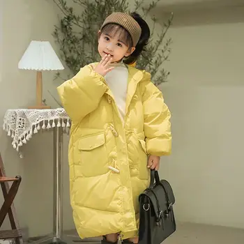 Детское пуховое хлопчатобумажное пальто для малышей, Детские толстовки на молнии, Теплая куртка для девочек, Желтая верхняя одежда, Детские Черные парки XMP407