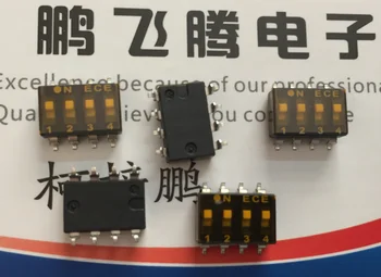 2 шт./лот Оригинальный тайваньский DIP-переключатель ECE ESD104LDZ с 4-битным патчем 2,54 мм с плоским циферблатом