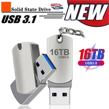 16 ТБ USB 3,0 Флешка Высокоскоростная Металлическая Флеш-Накопитель 8 ТБ 4 ТБ 2 ТБ 1 ТБ Портативный Водонепроницаемый U-Диск Mini SSD Memoria Для ПК
