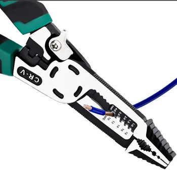 Обжимные плоскогубцы 10 В 1, кусачки для зачистки кабеля, плоскогубцы с длинным носом, многофункциональный Профессиональный ручной инструмент для электриков