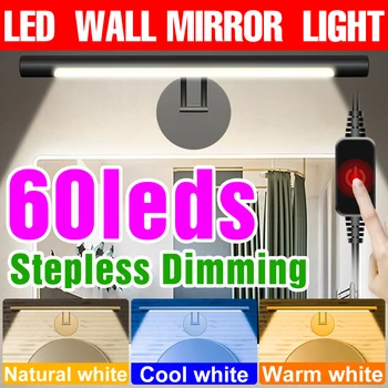 Светодиодный Зеркальный Настенный Светильник LED MakeUp Vanity Light Туалетный Столик Зеркальная Лампа USB Косметическая Лампа С Сенсорным Затемнением Фар 8 Вт 12 Вт 16 Вт