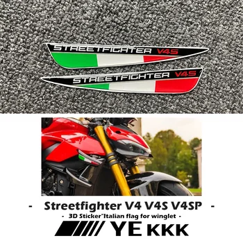 Для Ducati Streetfighter V4 V4S V4SP V2 Итальянский Трехцветный Крылатый Флаг 3D Наклейка На Винглет Фиксированное Крыло Ветровки