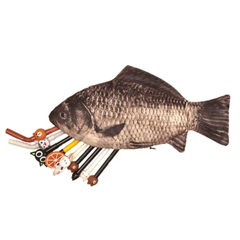 Забавный чехол на молнии в виде рыбы-карпа, необычный пенал для ручек, косметичка, сумка для ручек, пенал для карандашей, держатель