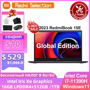 Ноутбук Xiaomi RedmiBook 15E 2023 i7-11390H 16G RAM 512G/1TB SSD Intel Iris Xe 15,6-дюймовый Новый Тонкий Ноутбук