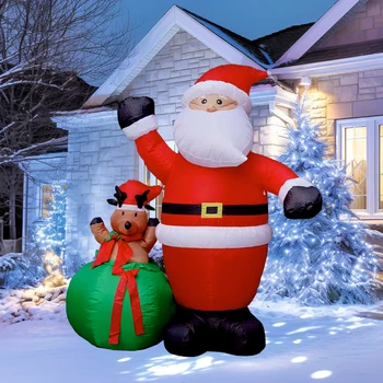 1,8 м Рождественский надувной Санта-Клаус с подарочным пакетом и оленями, встроенные светильники, Уличные украшения для праздников и вечеринок в помещении