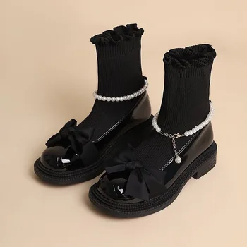 Черная элитная брендовая высококачественная обувь, Вязаные чулки, Весенняя элегантная И модная женская обувь, Удобные женские Sapotos Feminino