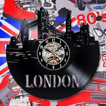 Лондонские настенные часы с виниловой пластинкой - Украсьте свой дом современным искусством - Лучший подарок для мужчины, женщины, парня и подруги - Выиграйте