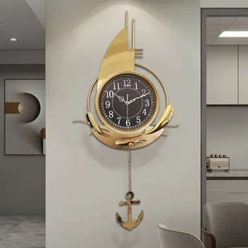 Настенные часы в скандинавском стиле, Современные минималистичные украшения для стен дома, Металлические Железные Настенные часы, Креативные часы с якорным дизайном