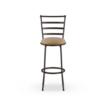Бронзовый вращающийся табурет со спинкой, коричневое сиденье из микрофибры, барные стулья, барные стулья для кухонных стульев