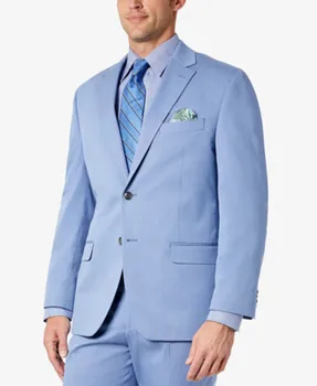 Светло-голубой мужской костюм, мужская элегантная одежда для жениха, свадебной вечеринки, ужина, приталенный смокинг, блейзер на двух пуговицах, брюки